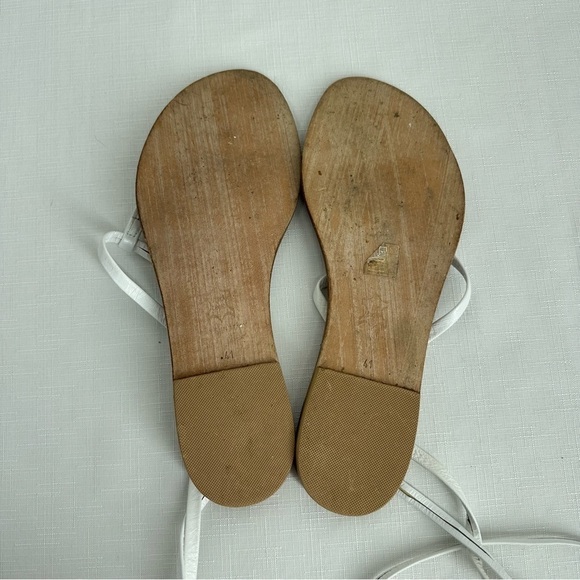 Cornetti size 41 Elia White Leather Tie Ankle Wrap Calf Thong Sandals - Picture 9 of 12